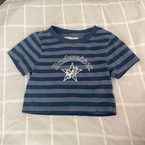 Budweiser crop top stripped blue